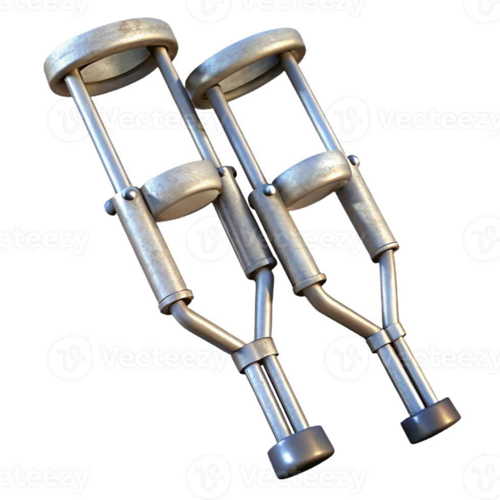 wonderful modern Crutches Pair Aluminum Transparent Background professional png