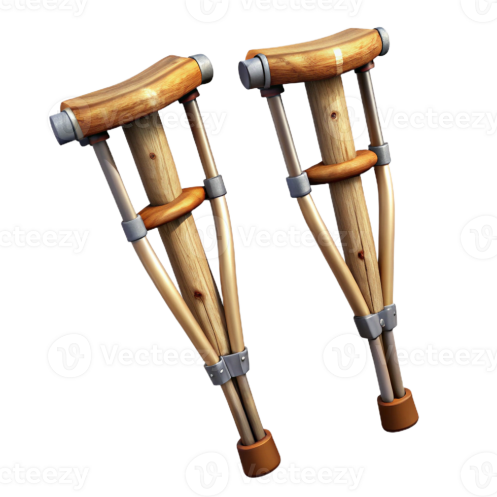 stunning minimalist Crutches Pair Wooden Transparent Background Cutout high resolution png
