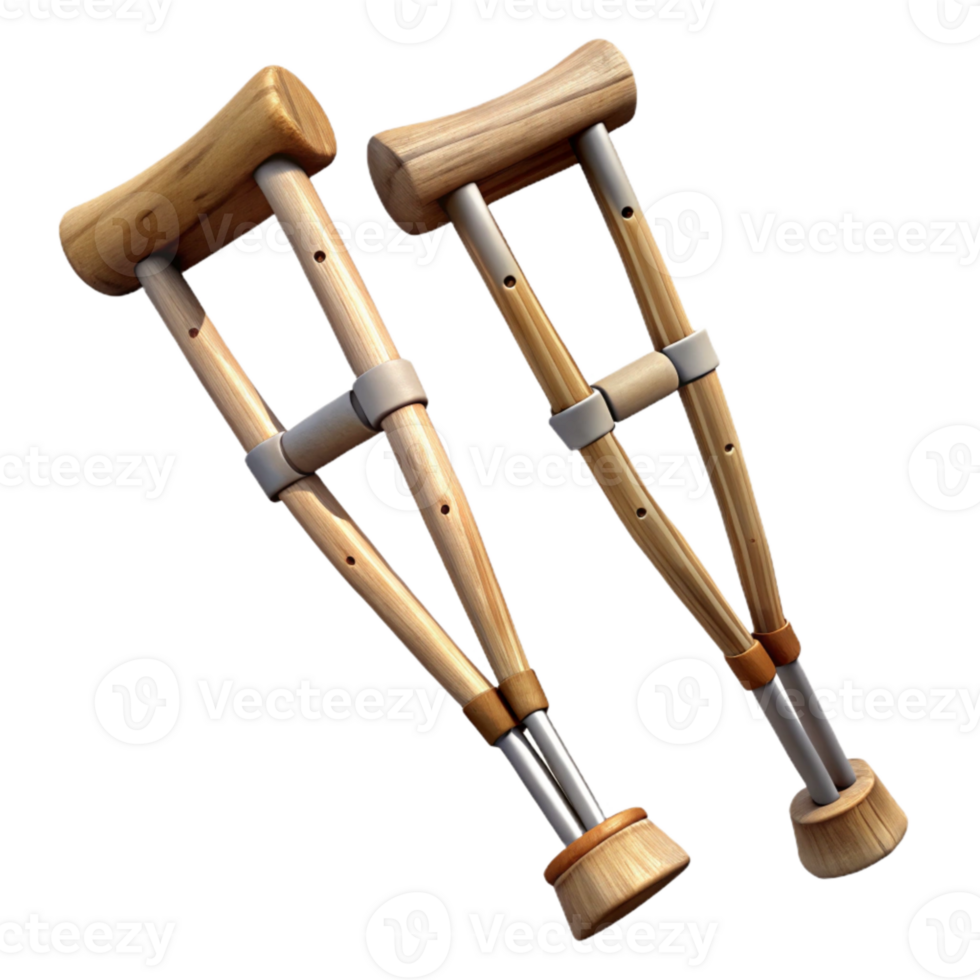extraordinary artistic Crutches Pair Wooden Transparent Background Cutout 4K png