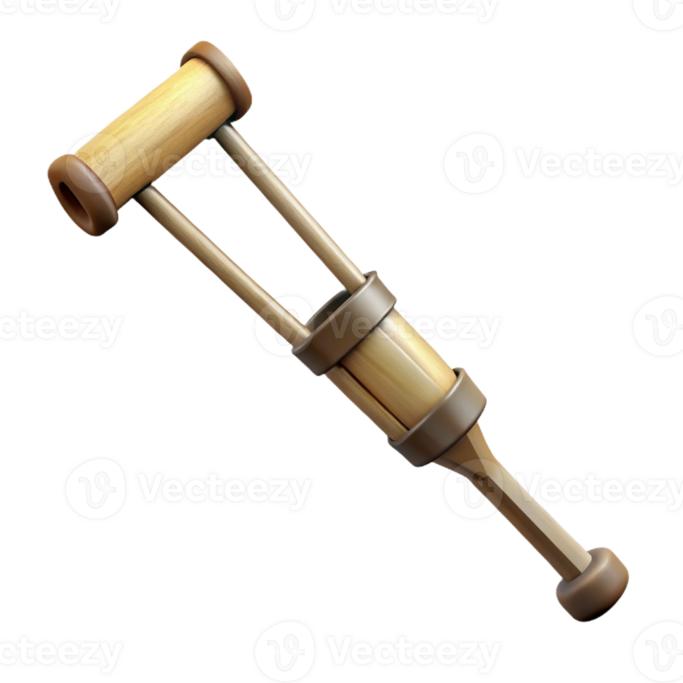 impressive artistic Crutch Single Wooden Transparent Background Cutout high resolution png