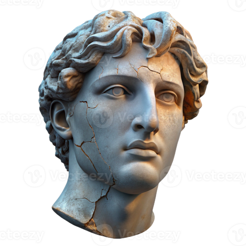 magnificent modern Crumbling Statue Head Transparent Background professional png
