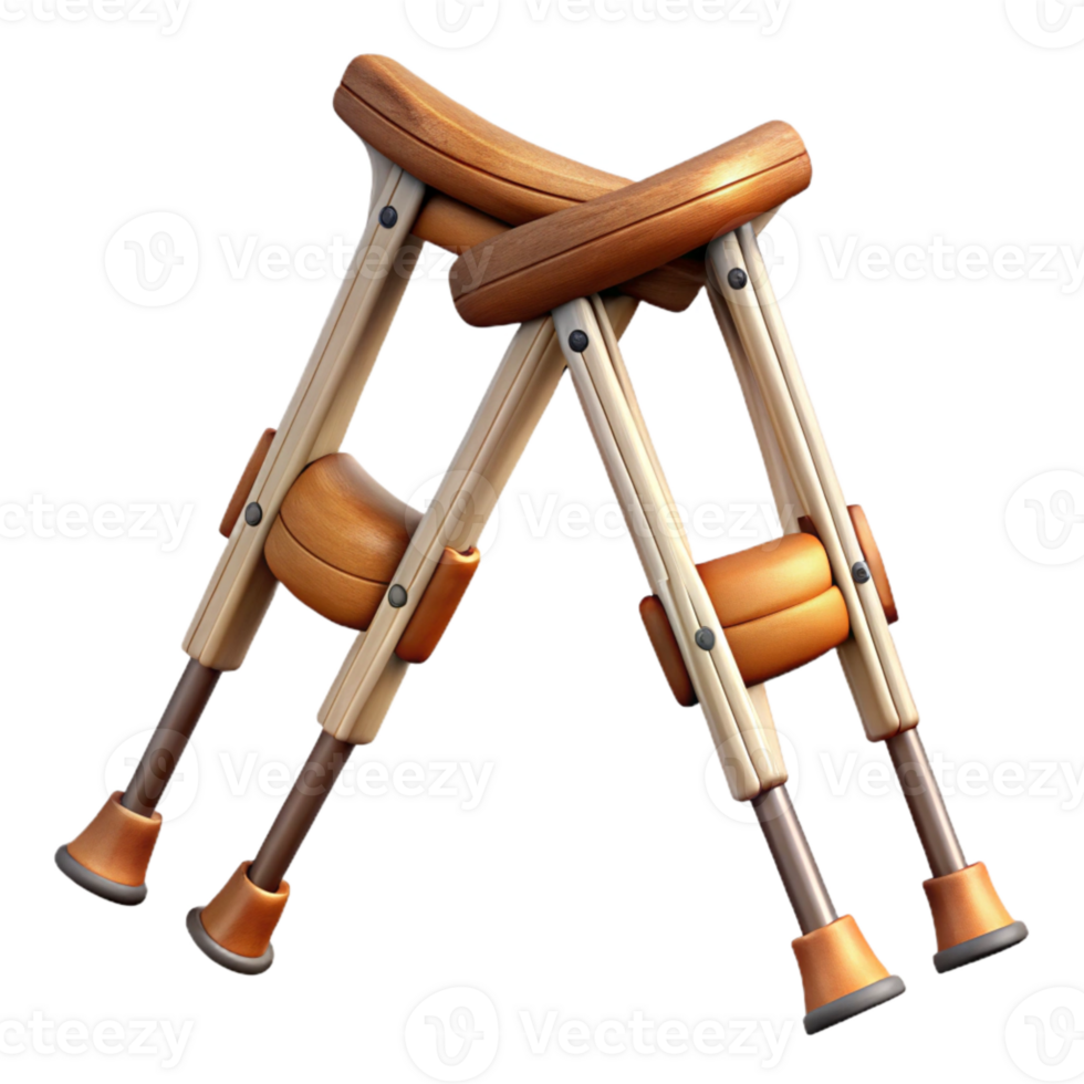 serene traditional Crutches Pair Wooden Transparent Background Cutout 4K png