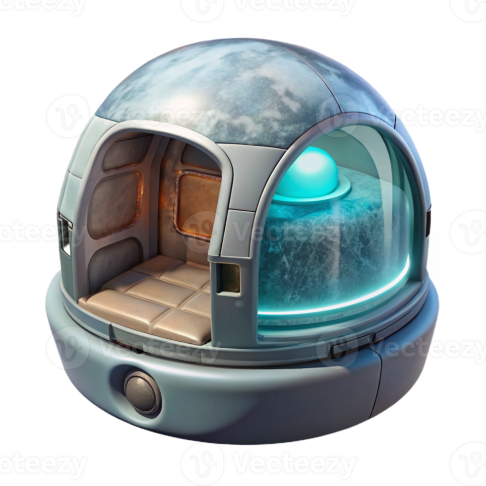 extraordinary classic Cryosleep Pod Isolated with Transparent Cover authentic png