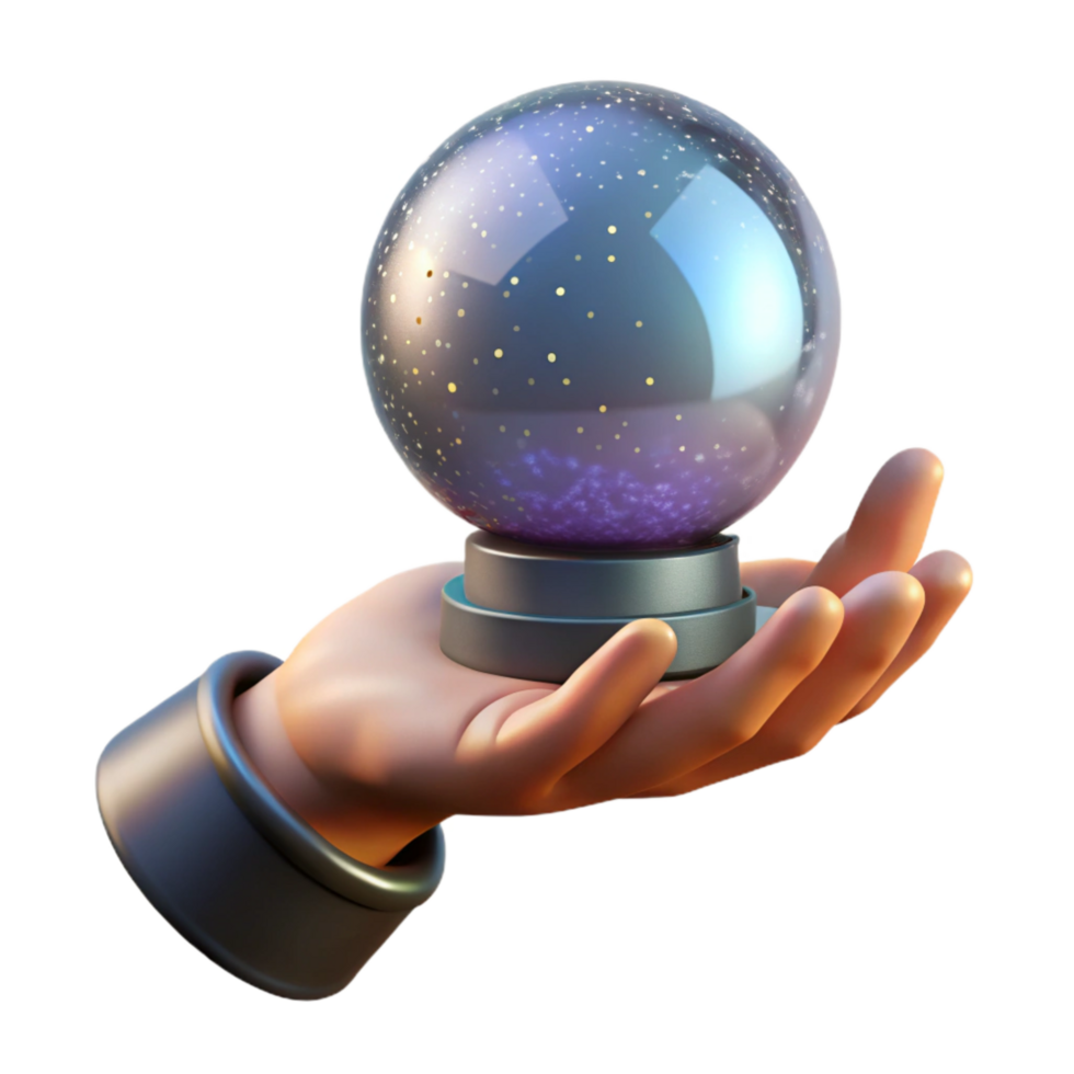 stunning vintage Crystal Ball Levitating Above Hand Transparent 4K png