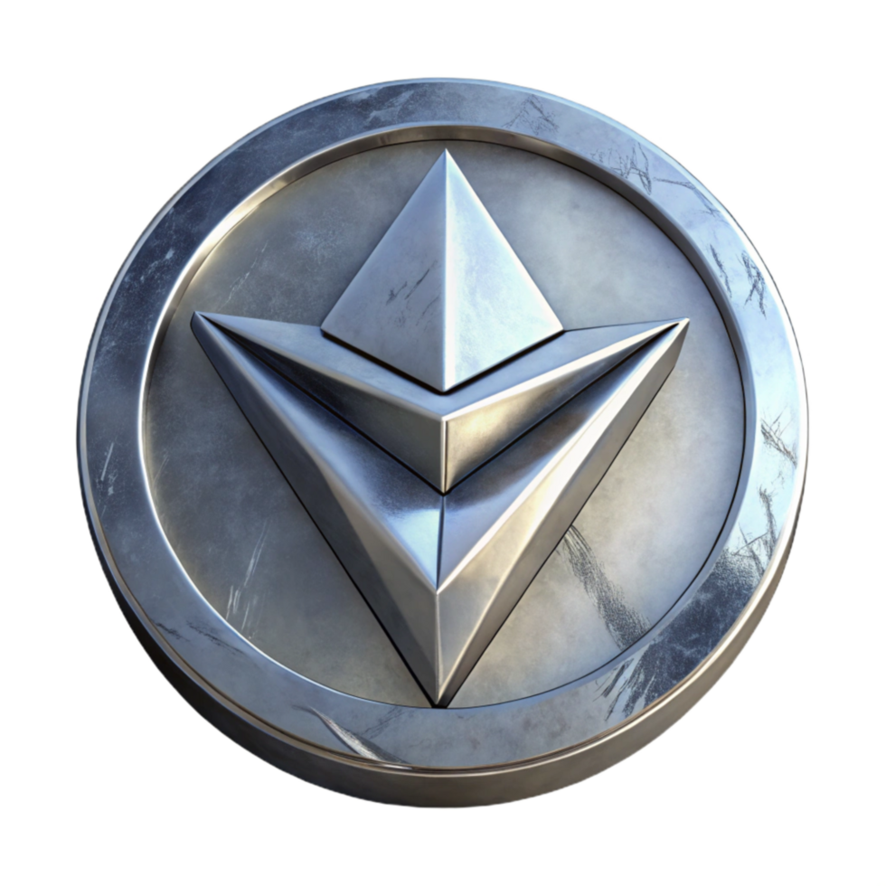 stunning abstract Cryptocurrency Ethereum Symbol Silver Isolated genuine png