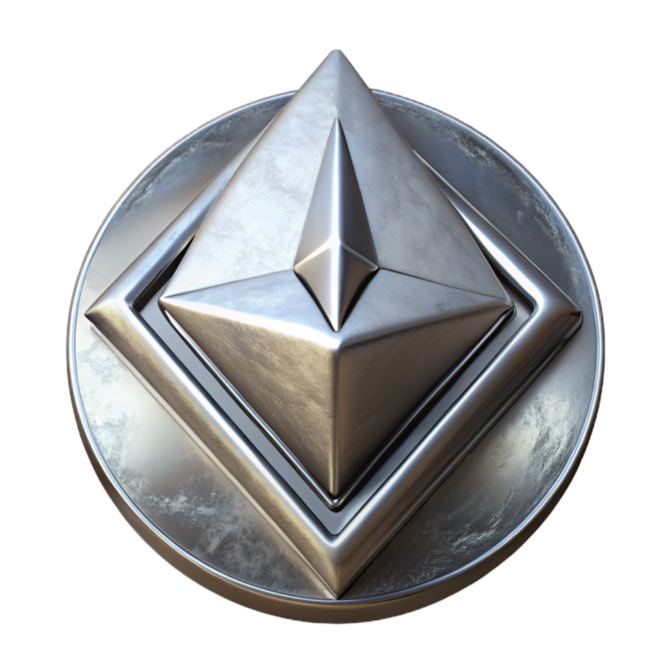 beautiful minimalist Cryptocurrency Ethereum Symbol Silver Isolated 4K png