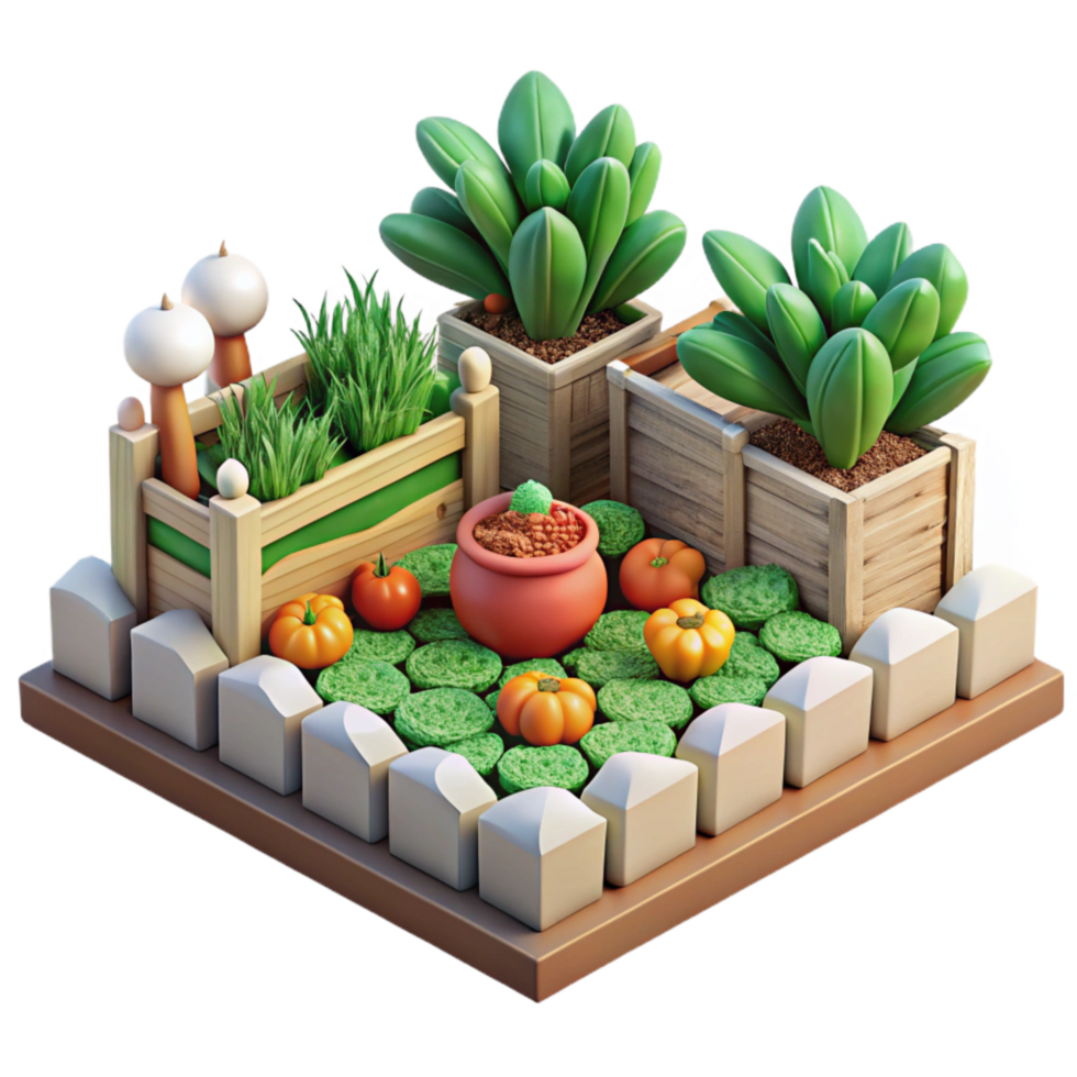 magnificent traditional Cultured Vegetable Garden Isolated on White genuine png