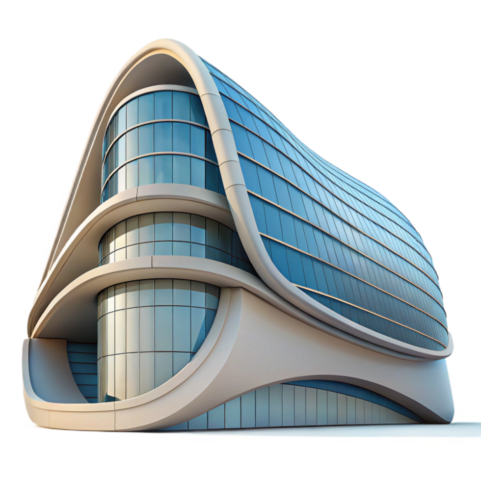 dramatic abstract Curved Building Modern Architecture Transparent Background genuine png