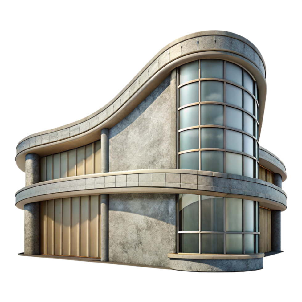 elegant vintage Curved Building Modern Architecture Transparent Background high resolution png