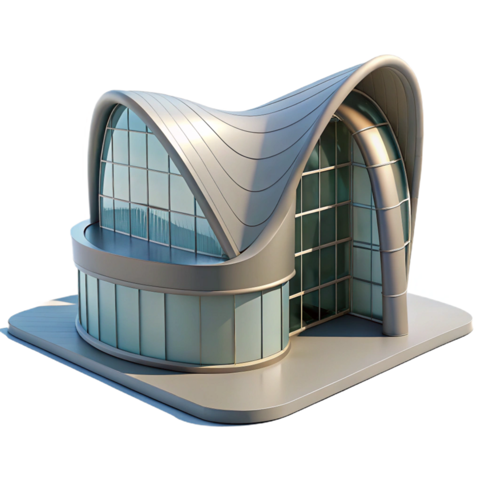 magnificent classic Curved Building Modern Architecture Transparent Background detailed png