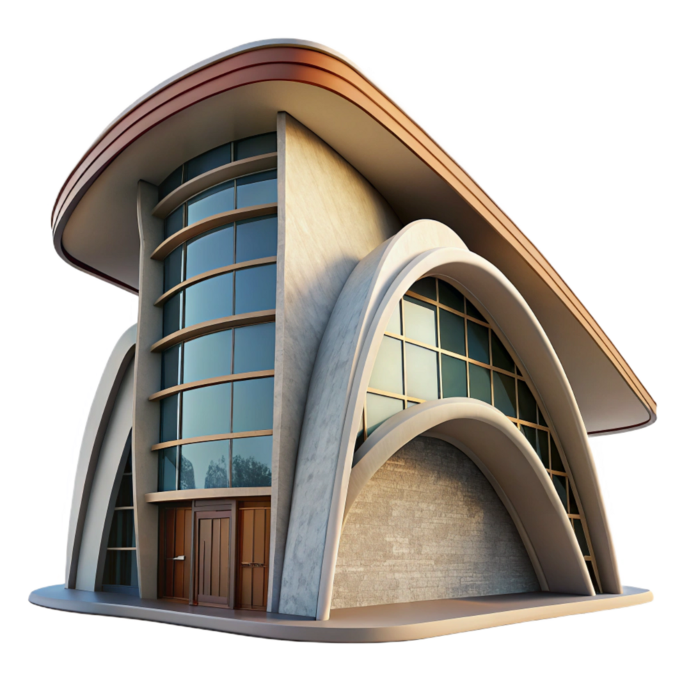 serene traditional Curved Building Modern Architecture Transparent Background original png
