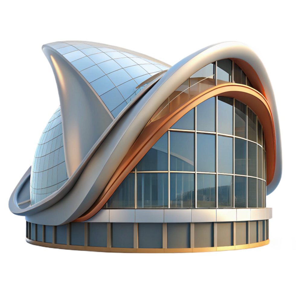 elegant vintage Curved Building Modern Architecture Transparent Background premium png