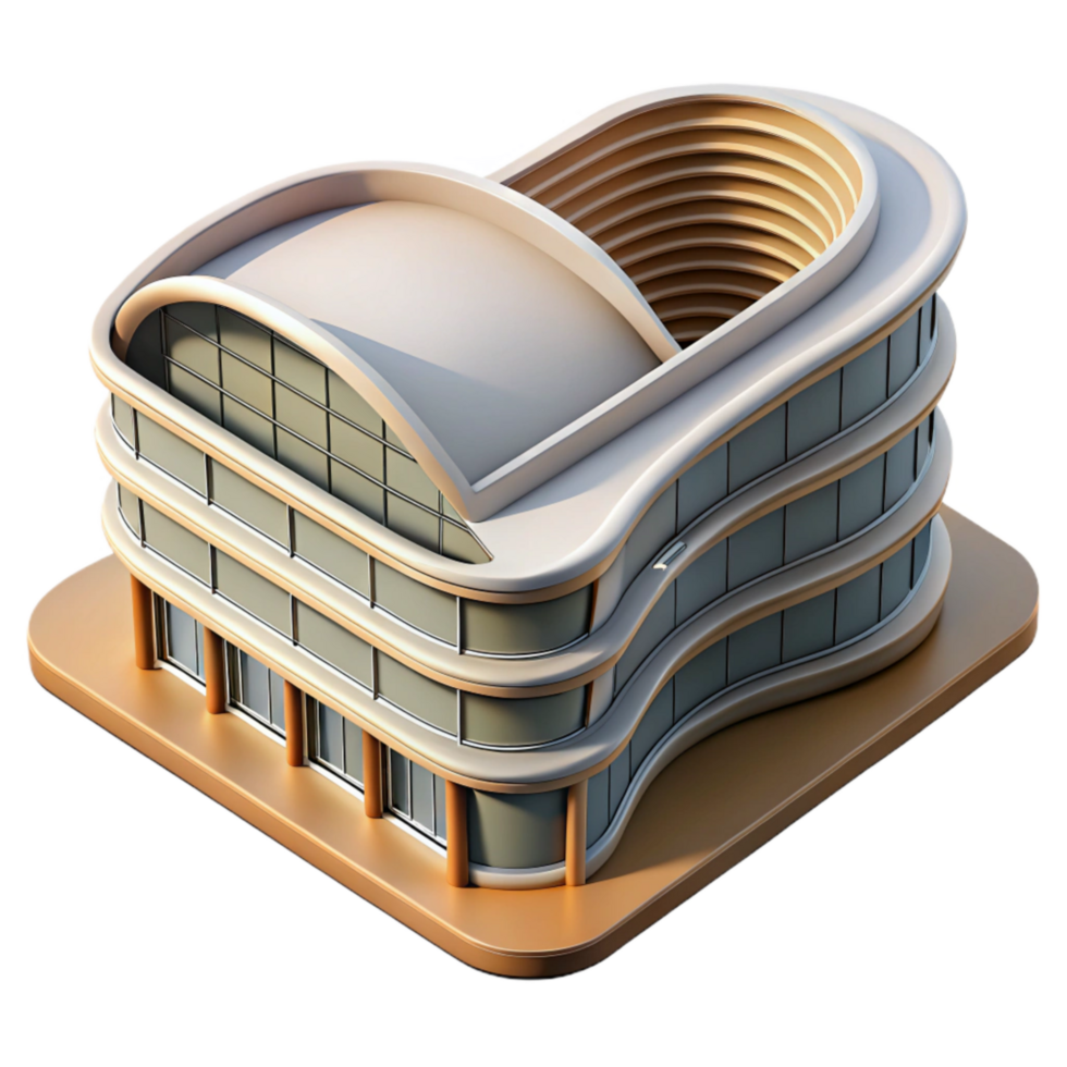 vibrant modern Curved Building Modern Architecture Transparent Background high quality png