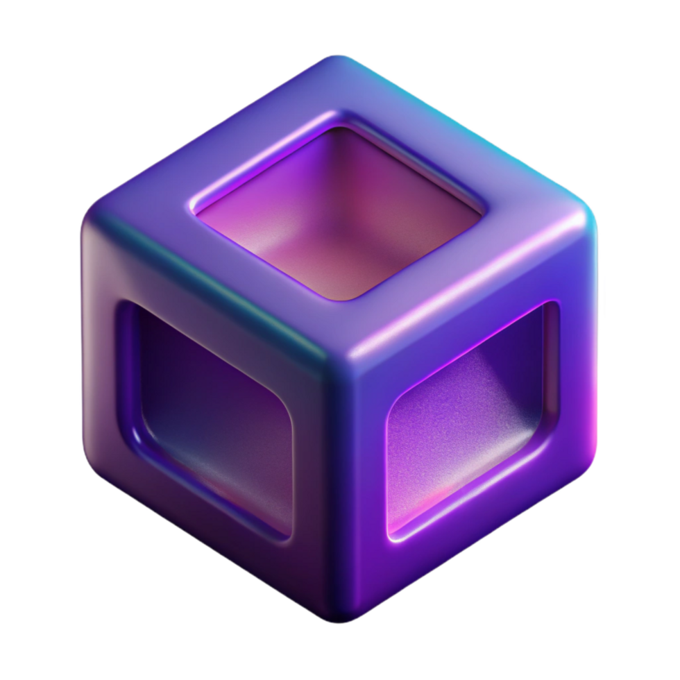 impressive modern Cutout Geometric Shape Gradient Purple Cube premium png