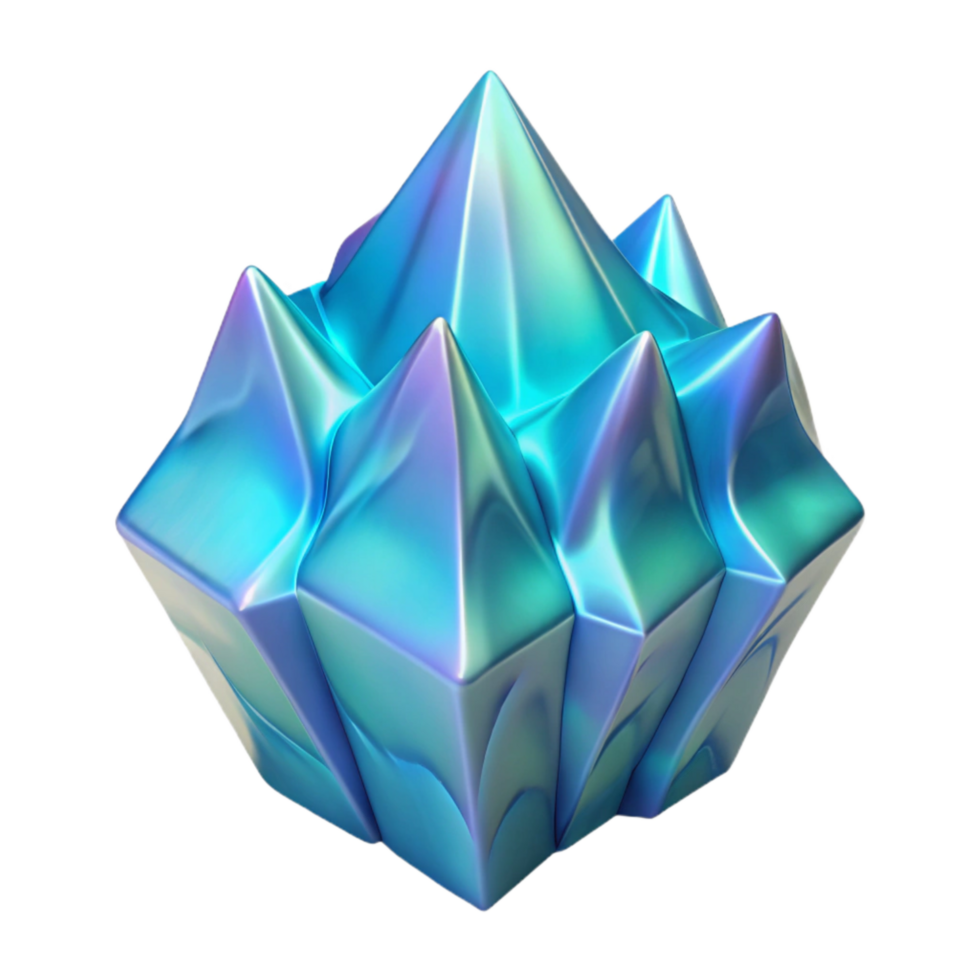 wonderful rustic Cyan Holographic Glacier Isolated with Ice Crystal Texture 4K png