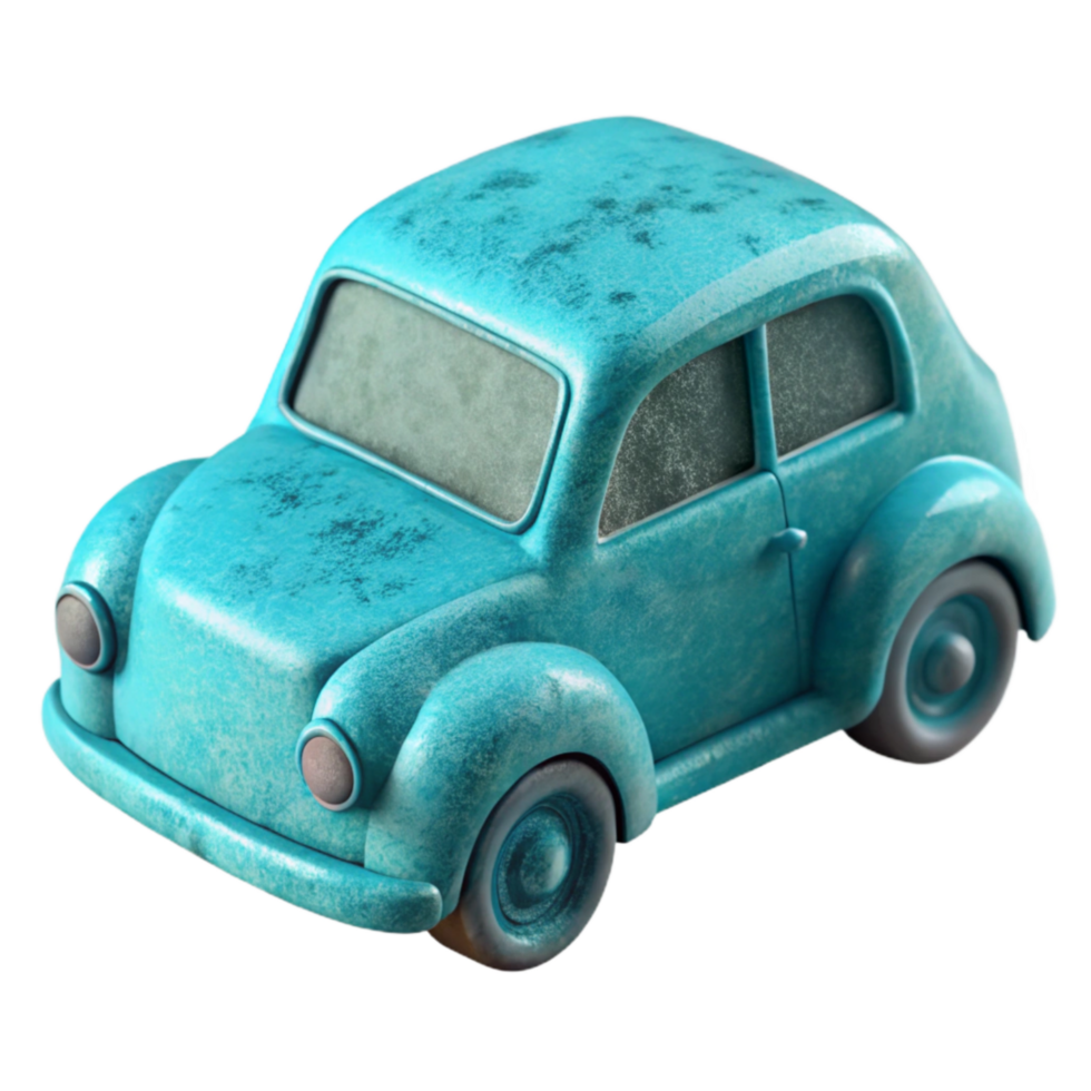 magnificent rustic Cyan 3d Printed Toy Car Isolated 4K png