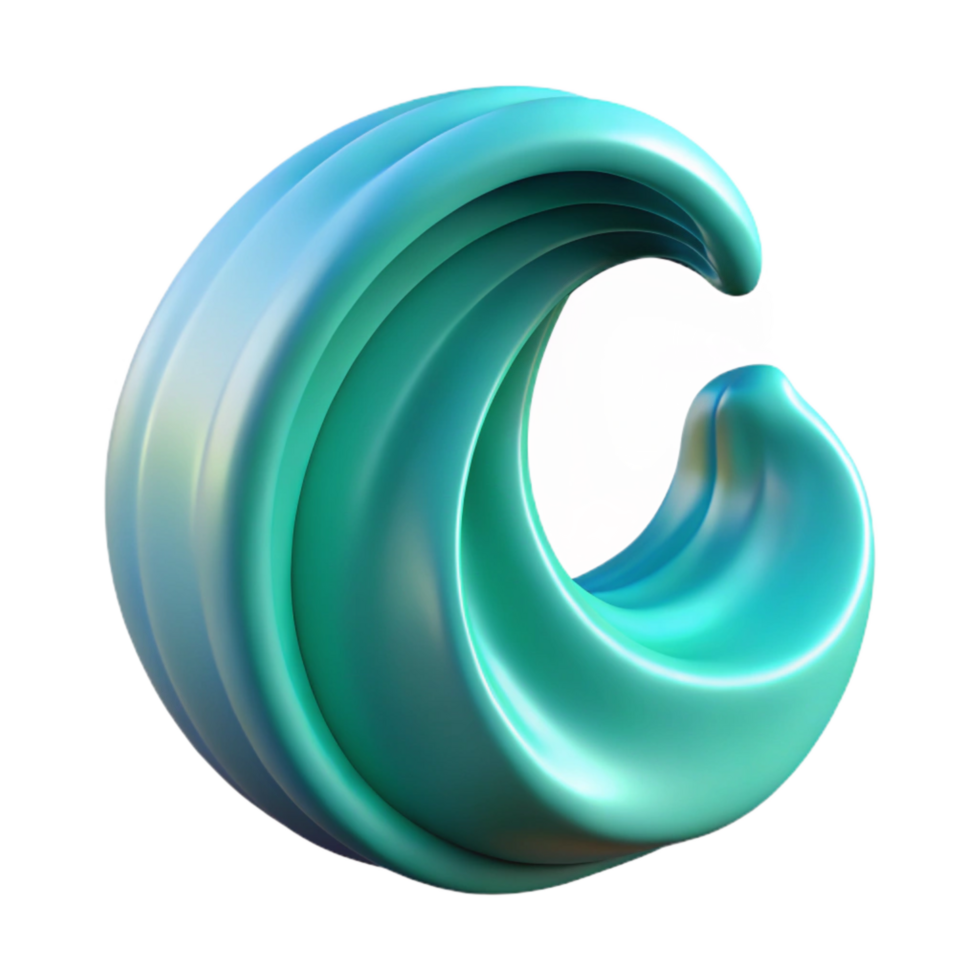 stunning artistic Cyan Wave Cutout with Gradient Effect high quality png