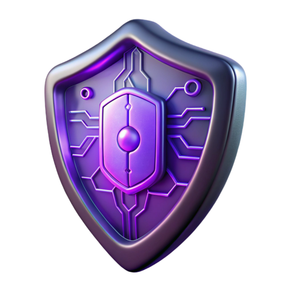 beautiful minimalist Cyber Identity Shield Purple Glow Isolated authentic png