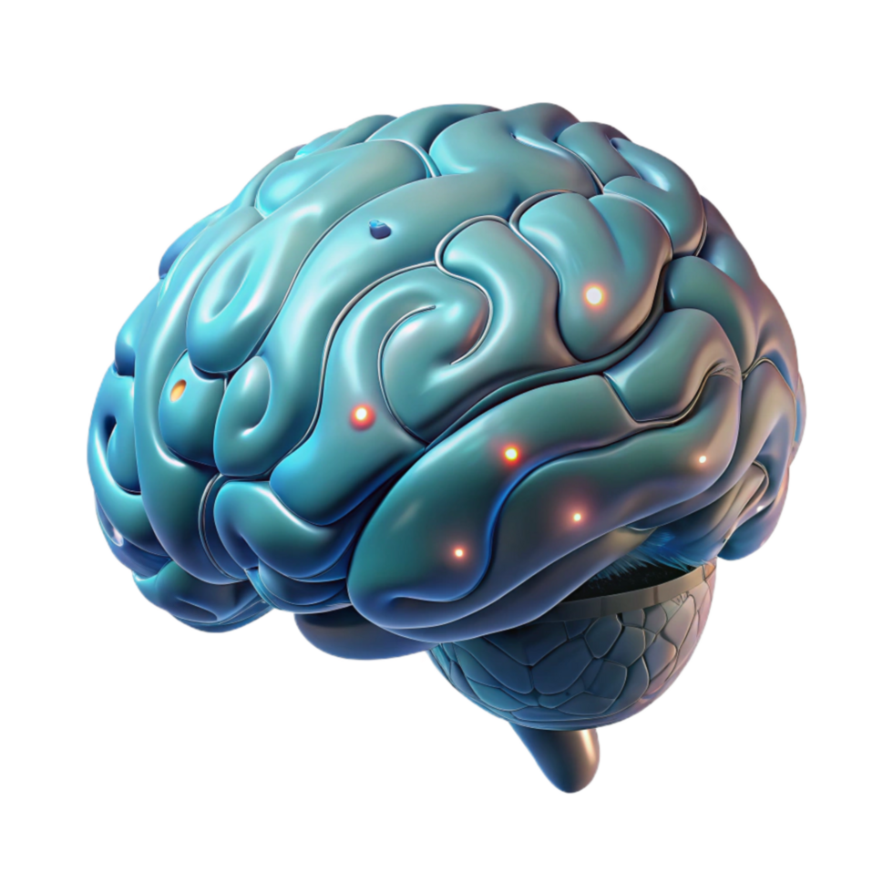 elegant minimalist Cybernetic Brain Scan Activity Visible Transparent Background genuine png