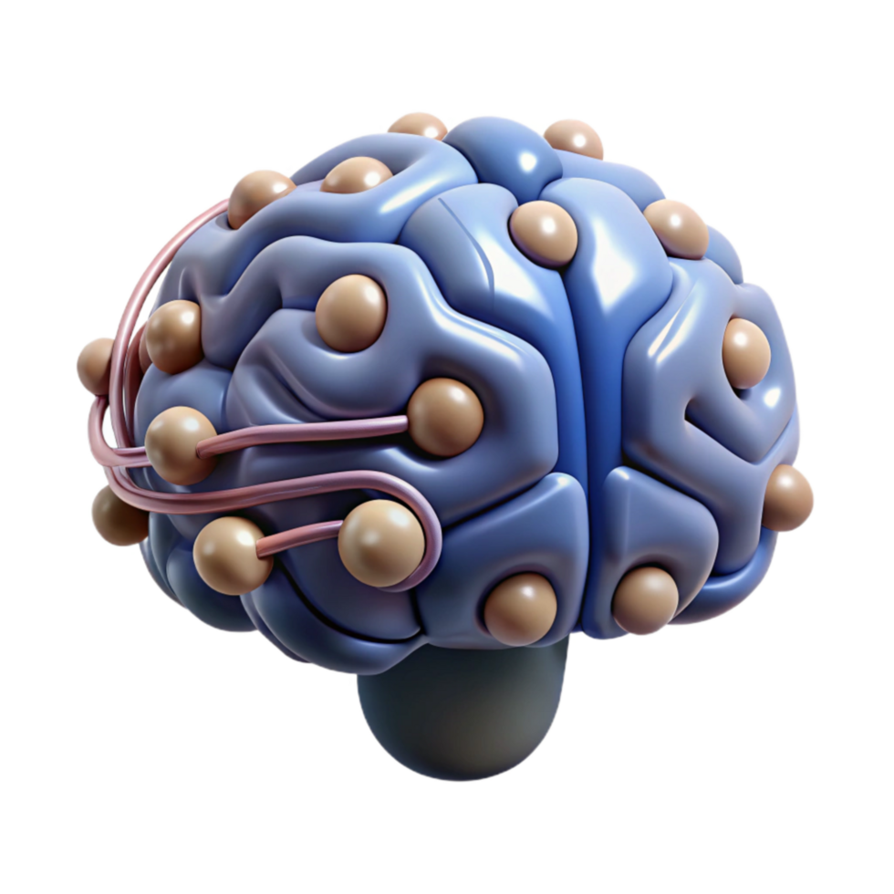 magnificent creative Cybernetic Brain with Data Flow Cutout high resolution png