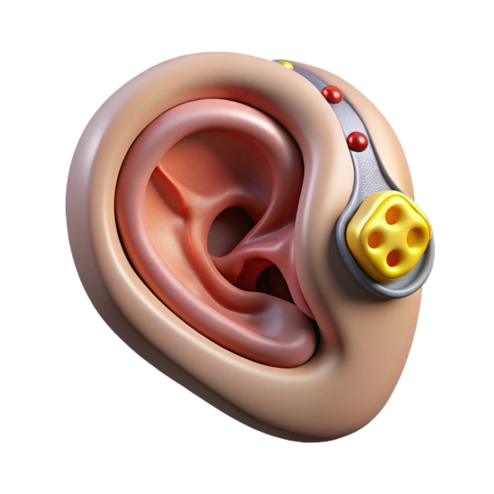 elegant minimalist Cybernetic Ear Canal Implant Visible Detail Cutout 4K png