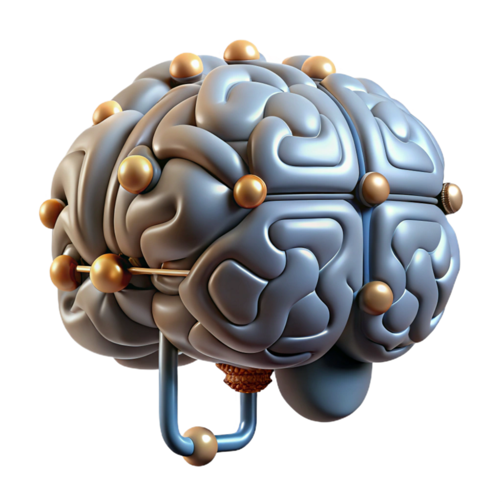 elegant creative Cybernetic Brain with Data Flow Cutout premium png