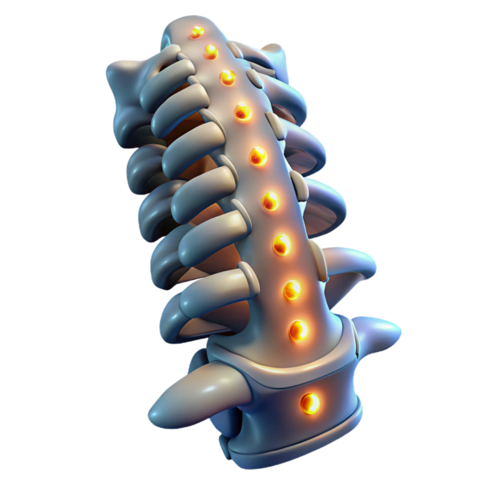 stunning traditional Cybernetic Spine with Glowing Nodes Cutout detailed png