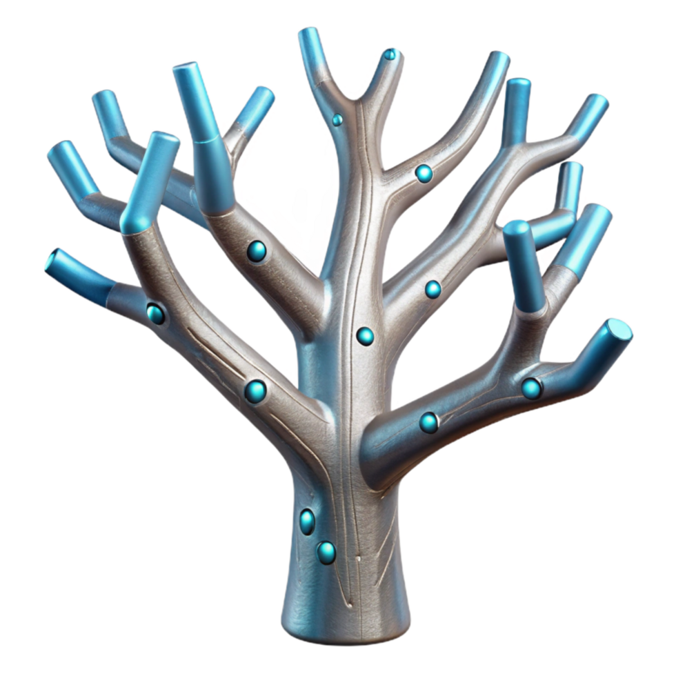 beautiful artistic Cybernetic Tree Branch Cutout on Transparent Background professional png