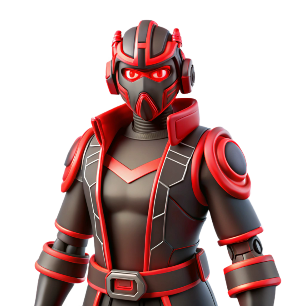 serene abstract Cyberpunk Character Silhouette with Red Outline Transparent Background premium png