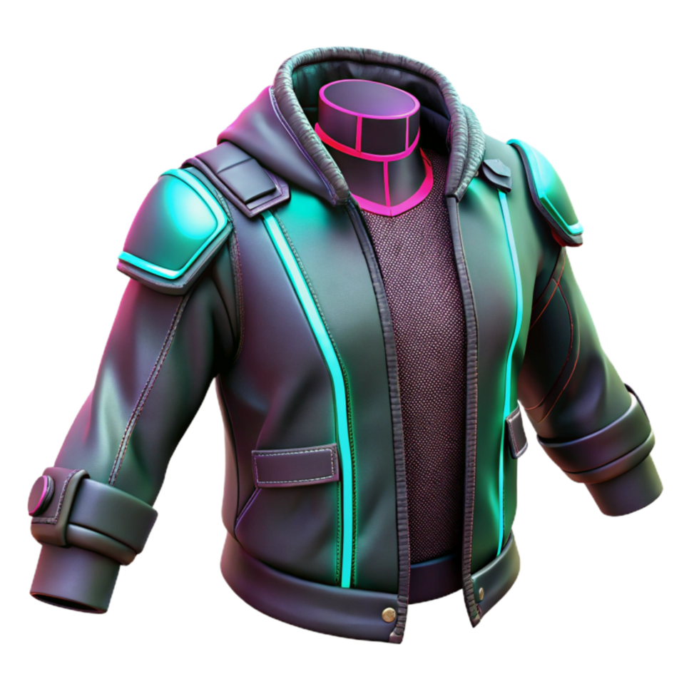 dramatic contemporary Cyberpunk Clothing with Glowing Accents Isolated Element high quality png