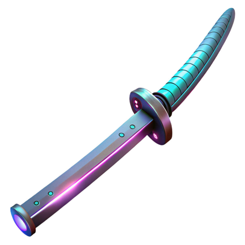impressive modern Cyberpunk Katana Cutout with Glowing Blade genuine png