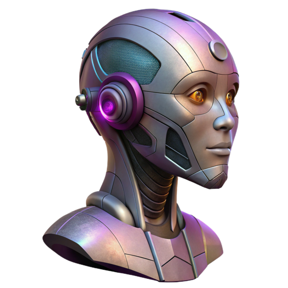 elegant abstract Cyberpunk Robot Head Cutout with Red Eyes genuine png