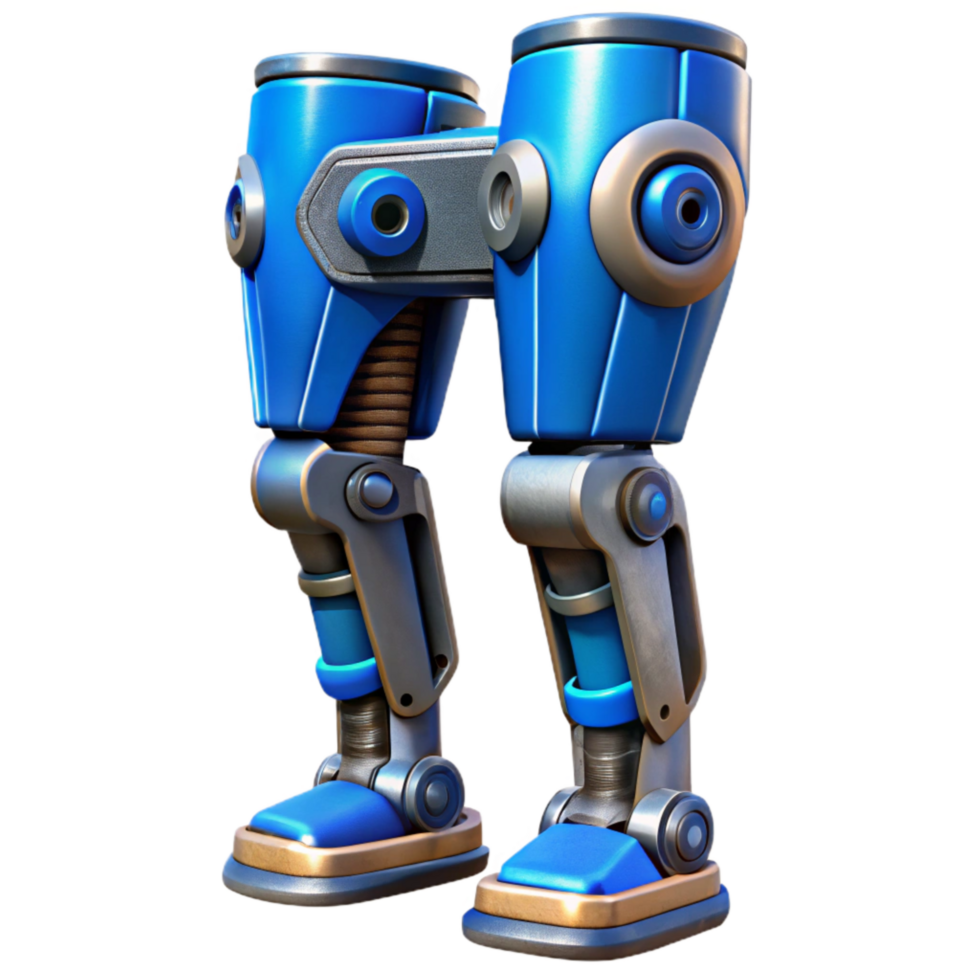 beautiful contemporary Cyberpunk Robot Leg Cutout with Blue Panels high resolution png