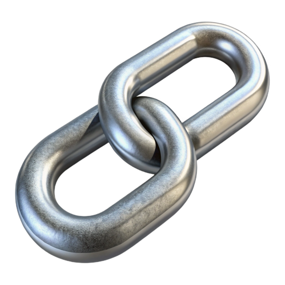 elegant minimalist Cybersecurity Chain Link Isolated with Silver Finish high quality png