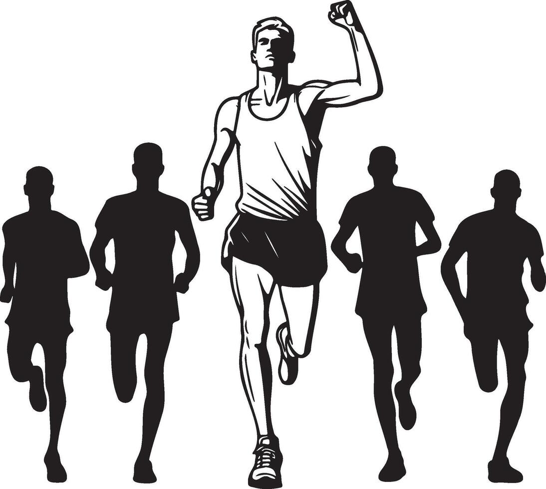 Athlete Winner Reach Finish Line. vector