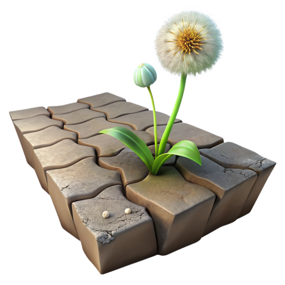 elegant abstract Dandelion Growing in City Street Crack Cutout high quality png
