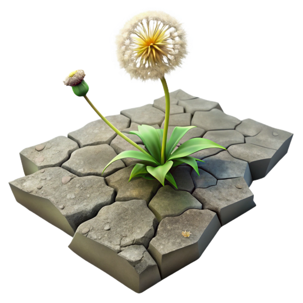 impressive abstract Dandelion Growing in City Street Crack Cutout original png