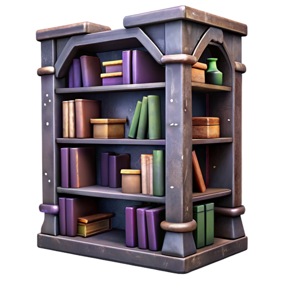 extraordinary traditional Dark Academia Library Bookshelf Cutout 4K png