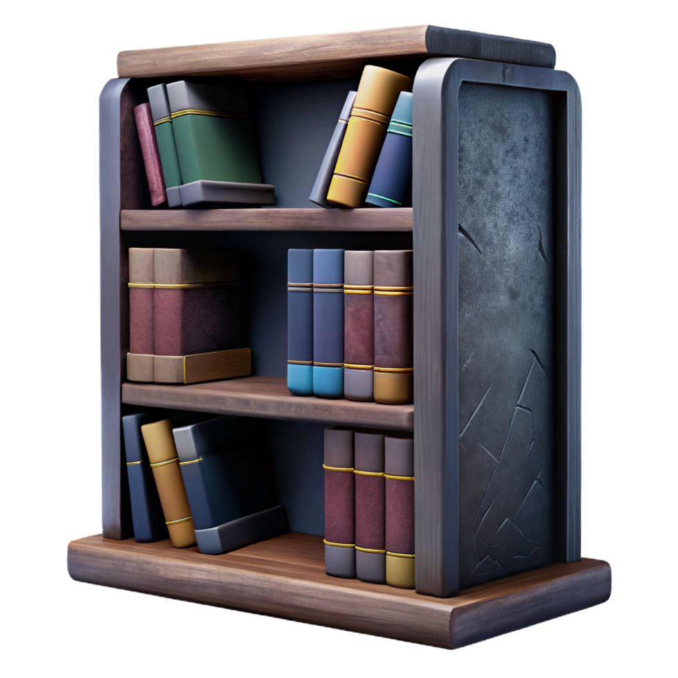 beautiful contemporary Dark Academia Library Bookshelf Cutout original png