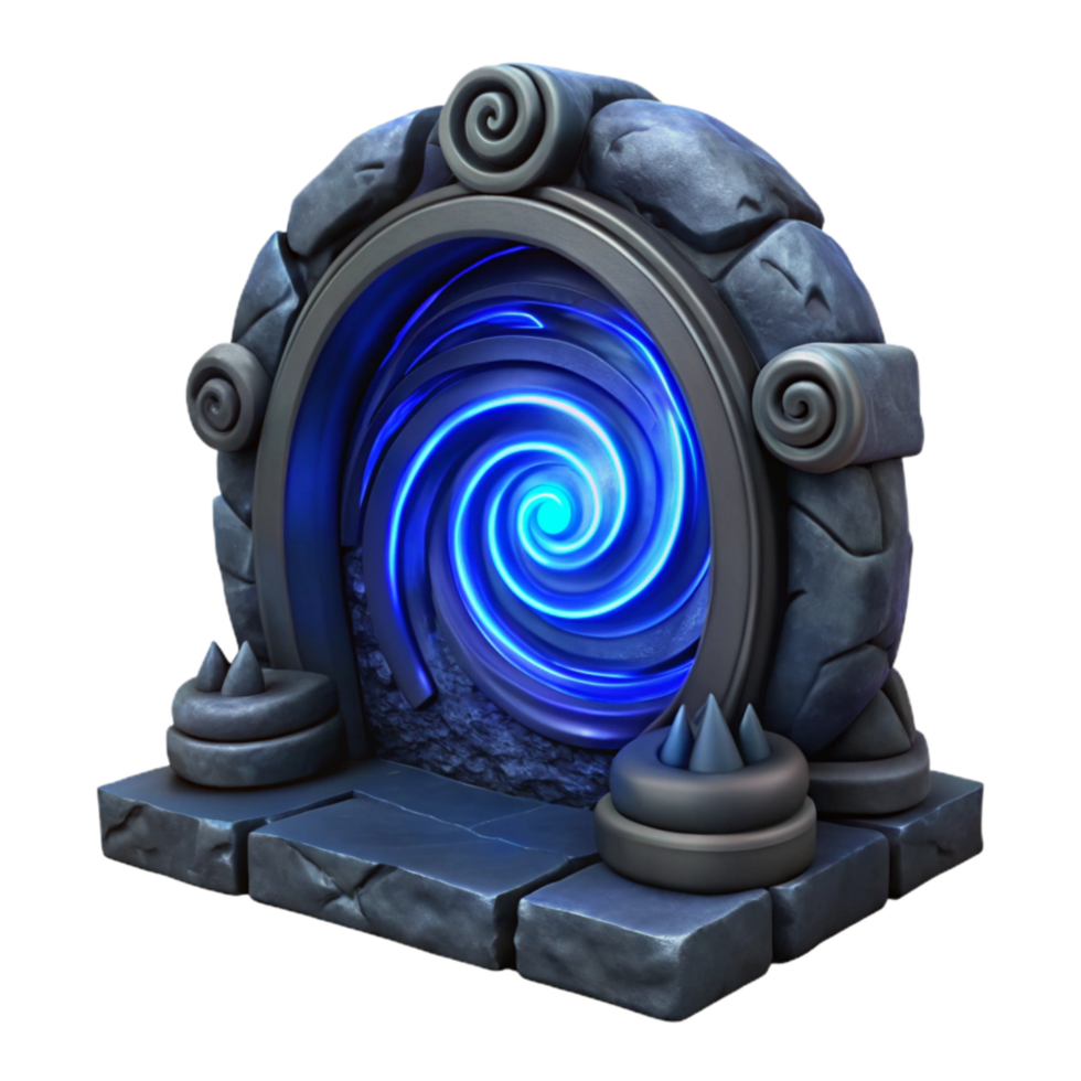 magnificent abstract Dark Fantasy Portal Isolated with Blue Swirl genuine png