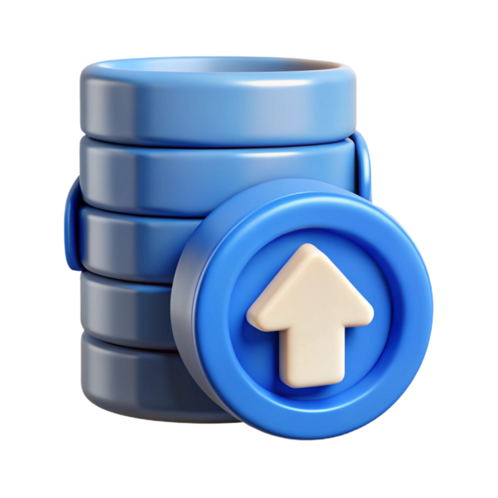 elegant contemporary Data Backup Icon Cutout with Blue Arrow premium png