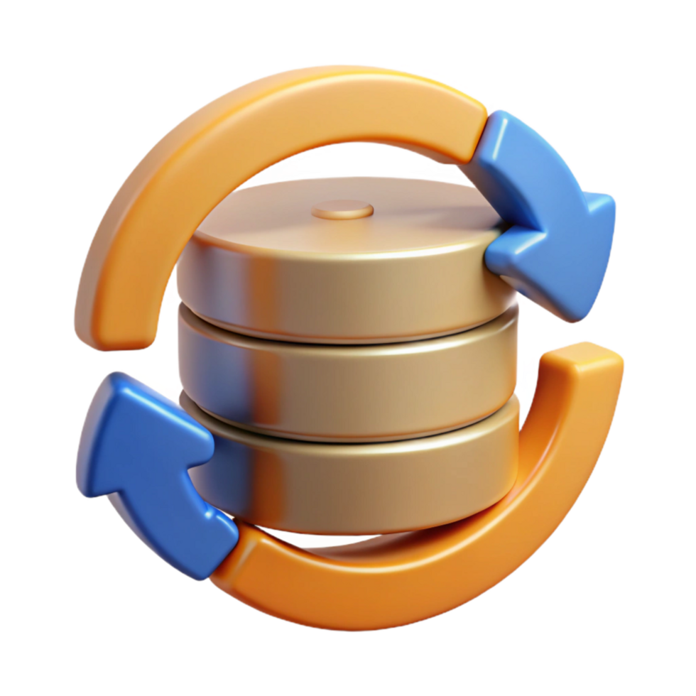 beautiful traditional Data Backup and Recovery Icon with Circular Arrows Cutout premium png