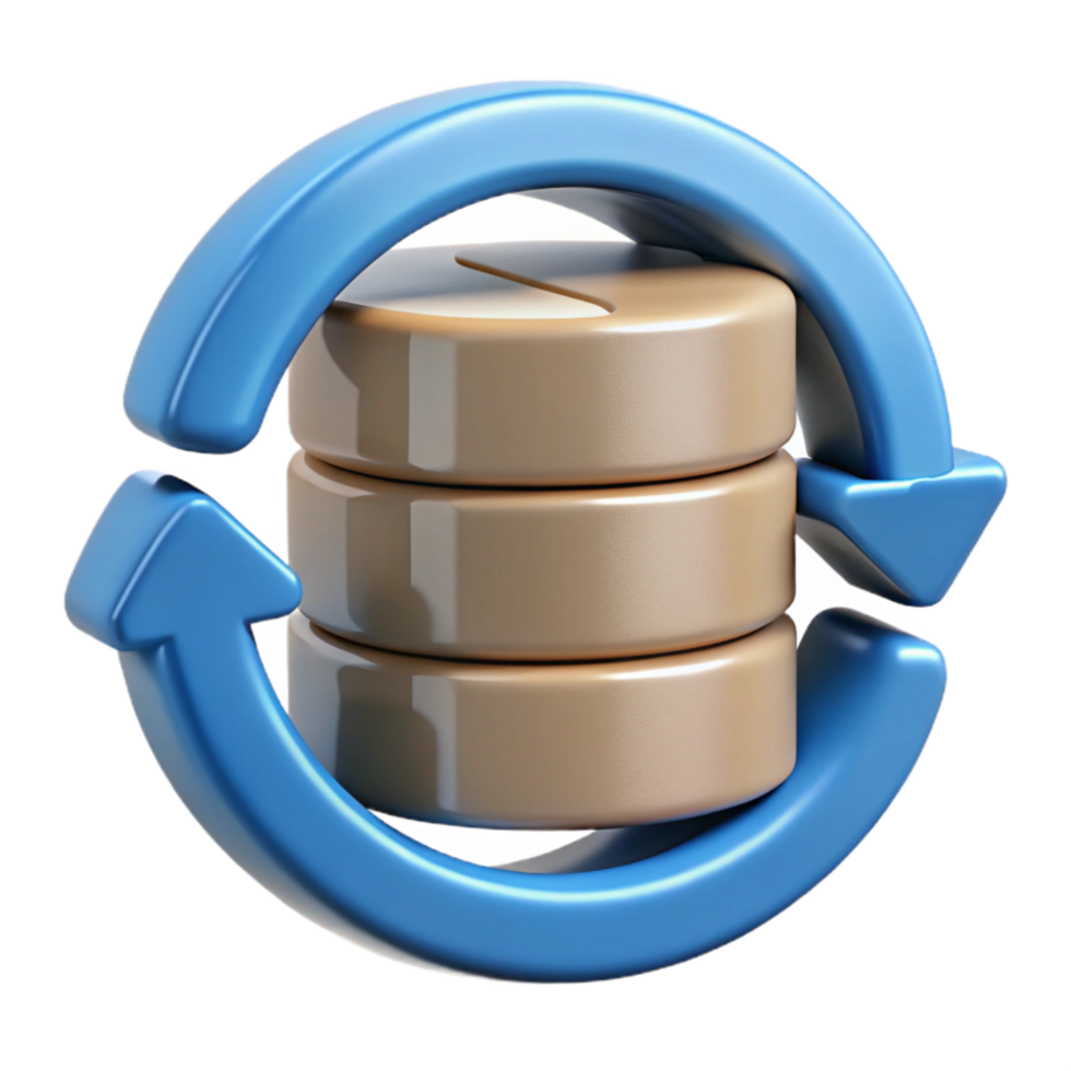 wonderful minimalist Data Backup and Recovery Icon with Circular Arrows Cutout detailed png
