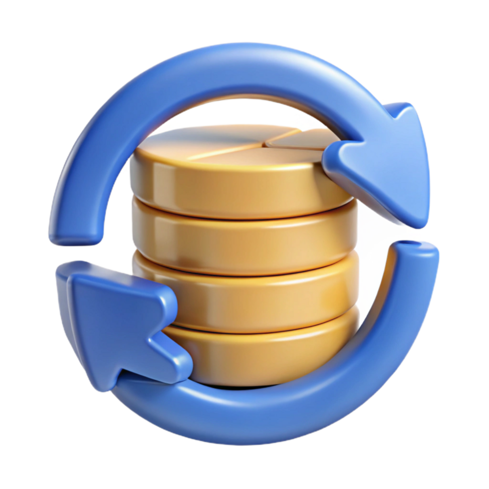 vibrant modern Data Backup and Recovery Icon with Circular Arrows Cutout 4K png