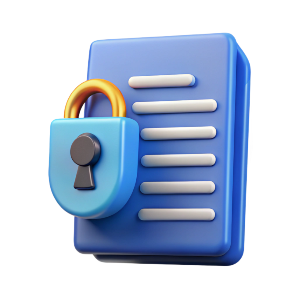 beautiful modern Data Privacy Policy Icon with Blue Document Transparent Background professional png