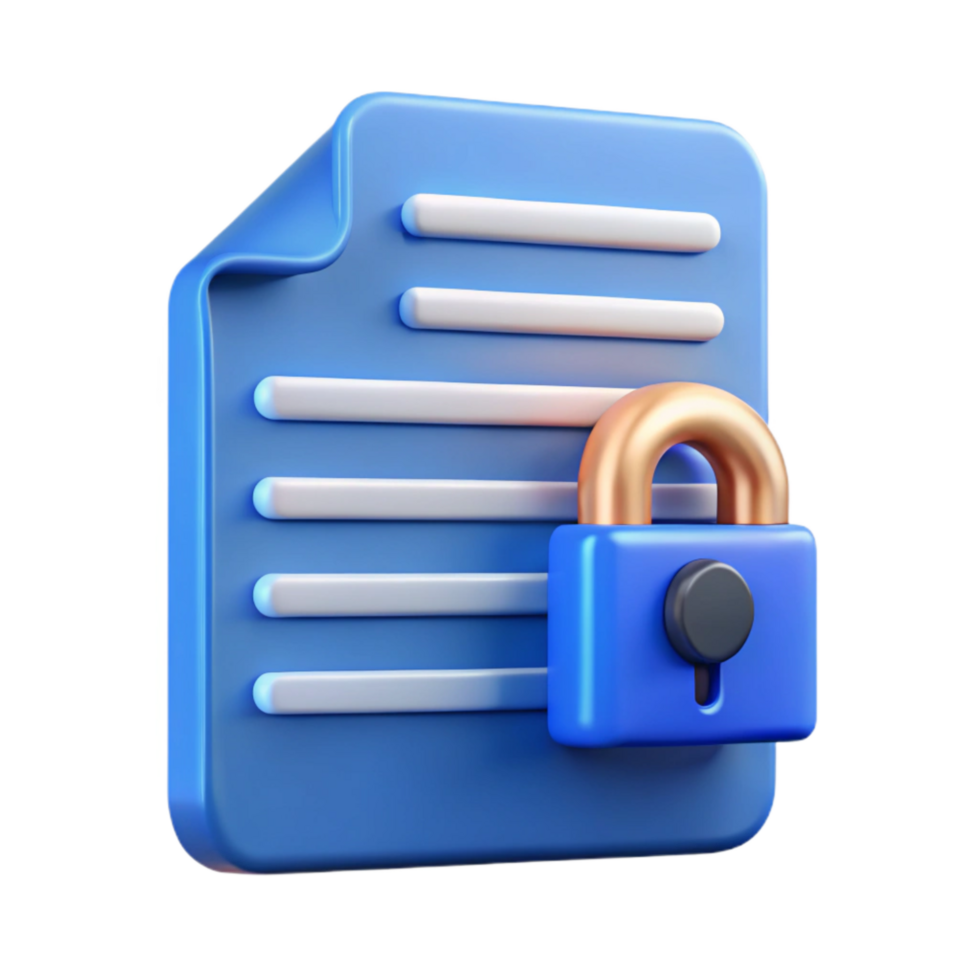 vibrant artistic Data Privacy Policy Icon with Blue Document Transparent Background authentic png