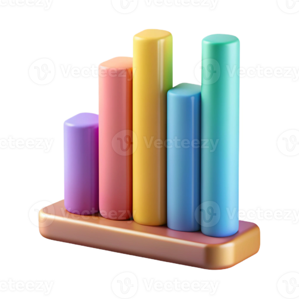 dramatic minimalist Data Visualization Chart Bar Graph Blue Cutout premium png