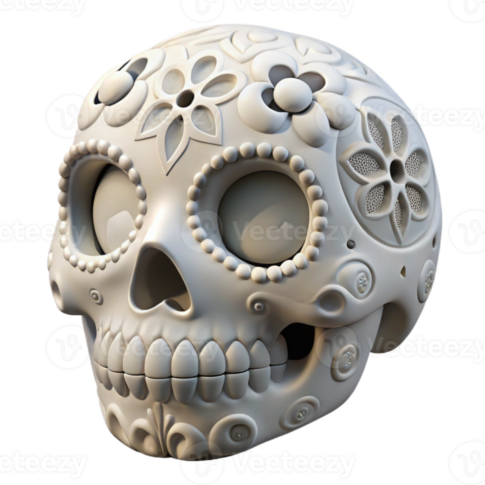 impressive rustic Day of the Dead Sugar Skull Decorative White Cutout original png