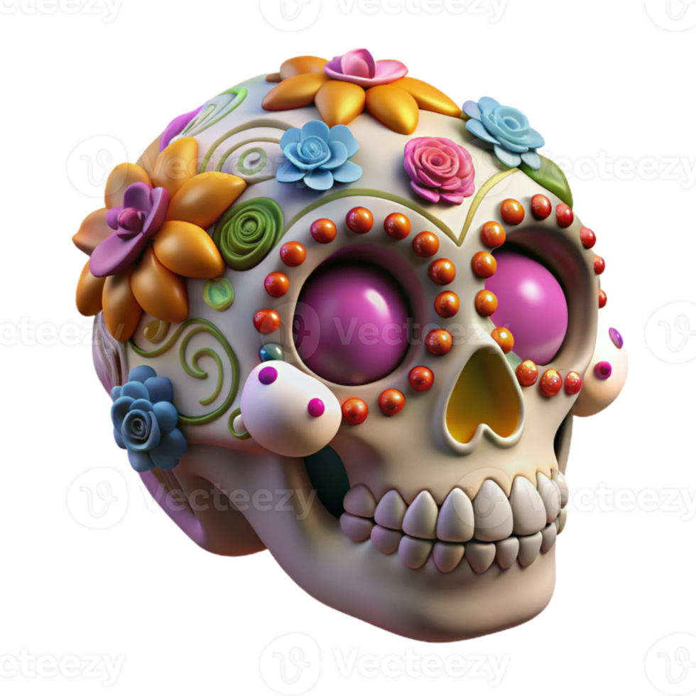 dramatic creative Day of the Dead Sugar Skull Decorative White Cutout genuine png