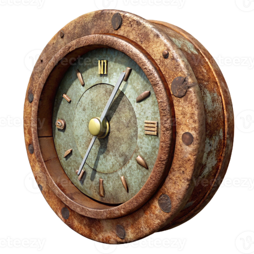 vibrant vintage Decaying Clock Rustic Texture Cutout premium png